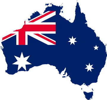 Map of Australia in the colours of the Australian flag
