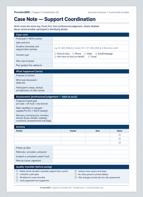 Case Note — Support Coordination — reformatted document showcase